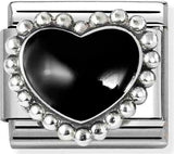 330204/38 Classic ,steel, enamel ,925 sterling silver Black raised heart