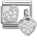 331817/15 Classic CHARMS steel, 925 silver, cz pavè Heart