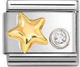 630301/01 Classic  steel, 750 gold, 925 silver & CZ Raised Star cz WHITE