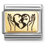 030166/67 Classic PLATES (IC) in steel and 18k gold Hands with globe