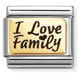 030166/69 Classic PLATES (IC) in steel and 18k gold I love family