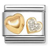 030220/26 Classic GLITTER SYMBOLS in steel, enamel and 18k gold Heart and rounded heart