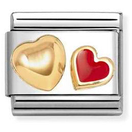 030282/32 Classic LOVE 2 stainless steel, enamel and 18k gold Red heart rounded heart