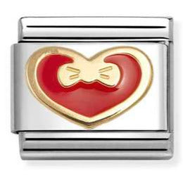 030283/33 Classic LOVE 2 stainless steel, enamel and 18k gold Red heart with bow