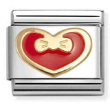 030283/33 Classic LOVE 2 stainless steel, enamel and 18k gold Red heart with bow