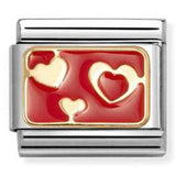 030284/74 Classic PLATES steel , enamel and 18k gold Various red hearts