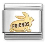 030285/73 Classic SYMBOLS steel, enamel & 18k gold Friends rabbit