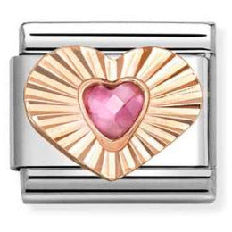 430610/003 	Composable Classic DIAMOND HEART CZ, in steel and 9k gold gold PINK