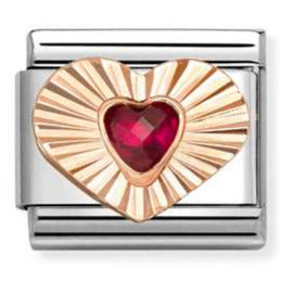 430610/005 	Composable Classic DIAMOND HEART CZ, in steel and 9k Rose gold RED