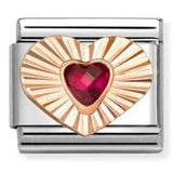 430610/005 	Composable Classic DIAMOND HEART CZ, in steel and 9k Rose gold RED