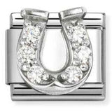 330304/51 CL SYMBOLS steel , Cubic zirconia and 925 sterling silver WHITE horseshoe