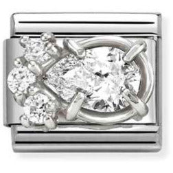 330329/01 CL steel, CZ and 925 sterling silver WHITE Drop