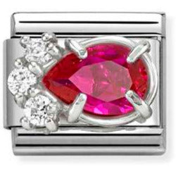 330329/02 CL steel, CZ and 925 sterling silver RED Drop