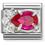 330329/02 CL steel, CZ and 925 sterling silver RED Drop