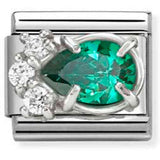 330329/03 CL steel, CZ and 925 sterling silver GREEN Drop