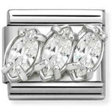 330329/05 CL steel, CZ and 925 sterling silver WHITE Trilogy