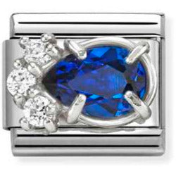 330329/06 CL steel, CZ and 925 sterling silver BLUE drop