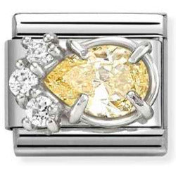 330329/07 CL steel, CZ and 925 sterling silver YELLOW drop
