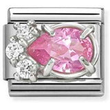 330329/08 CL steel, CZ and 925 sterling silver PINK drop