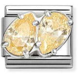 330329/15 CL steel, CZ and 925 sterling silver YELLOW double drops