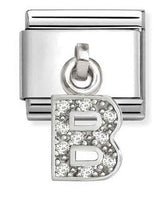 331818/02 Classic CHARMS LETTERS CZ steel & sterling silver B