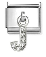 331818/10 Classic CHARMS LETTERS CZ steel & sterling silver J