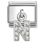 331818/14 Classic CHARMS LETTERS CZ steel and 925 sterling silver (14_N)