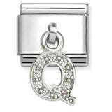 331818/17 Classic CHARMS LETTERS CZ steel and 925 sterling silver (17_Q)