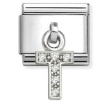 331818/20 Classic CHARMS LETTERS CZ steel and 925 sterling silver (20_T)