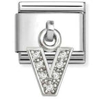 331818/22 Classic CHARMS LETTERS CZ steel and 925 sterling silver (22_V)