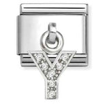 331818/25 Classic CHARMS LETTERS CZ steel and 925 sterling silver (25_Y)