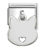Classic CHARMS PLATES steel and 925 sterling silver Cat face pendant
