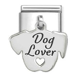 331811/13 Classic ENGRAVED CHARMS (IC) in steel and 925 sterling silver Dog lover face