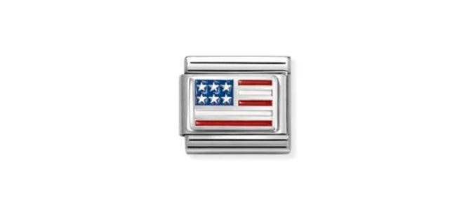 COMPOSABLE CLASSIC LINK, SILVER USA FLAG