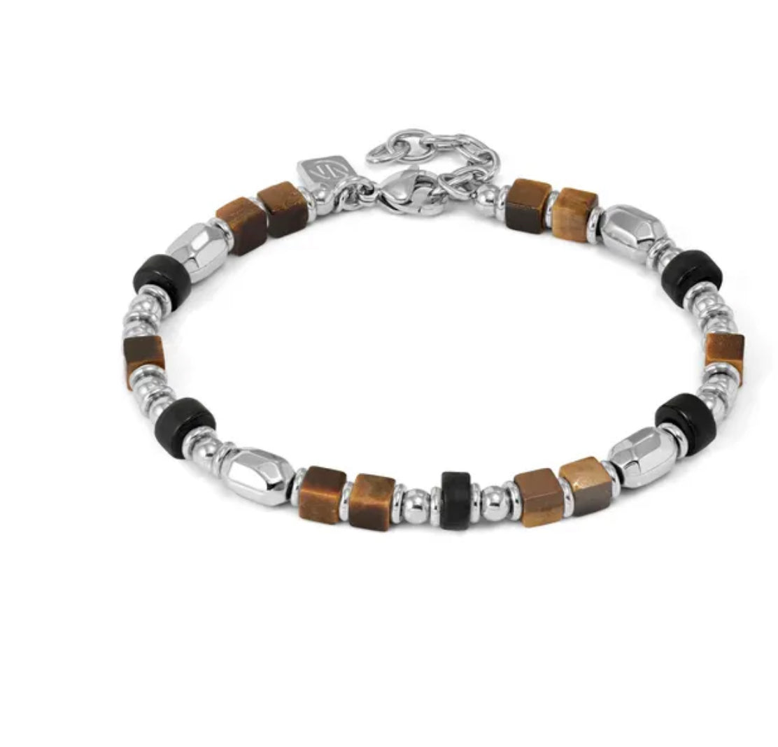 027936 097 INSTINCTSTYLE INFINITY STEEL BRACELET, COLOURED STONES