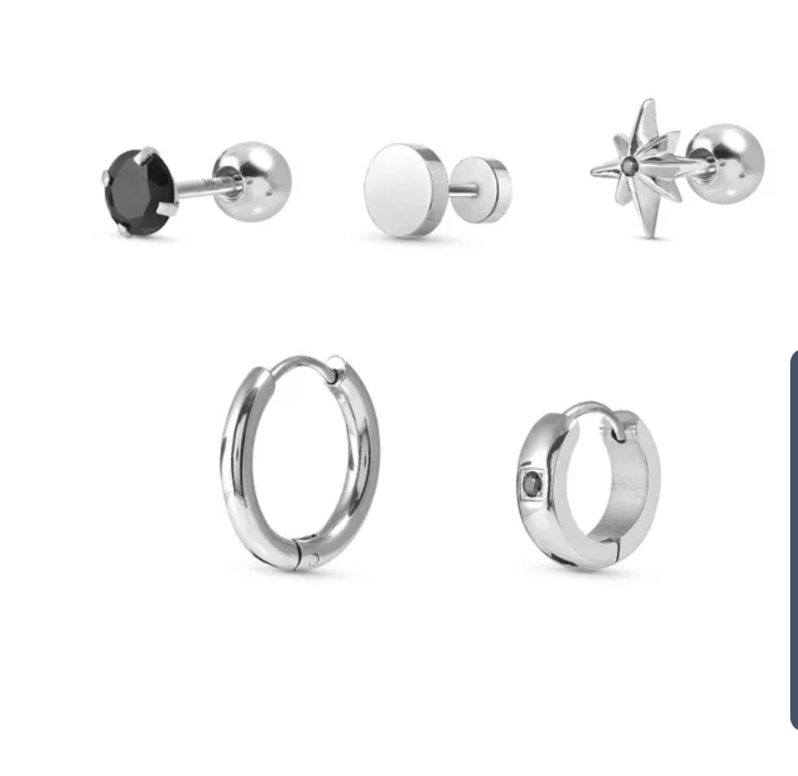 SET OF 5 ATLANTE STAINLESS STEEL EARRINGS 027509 001