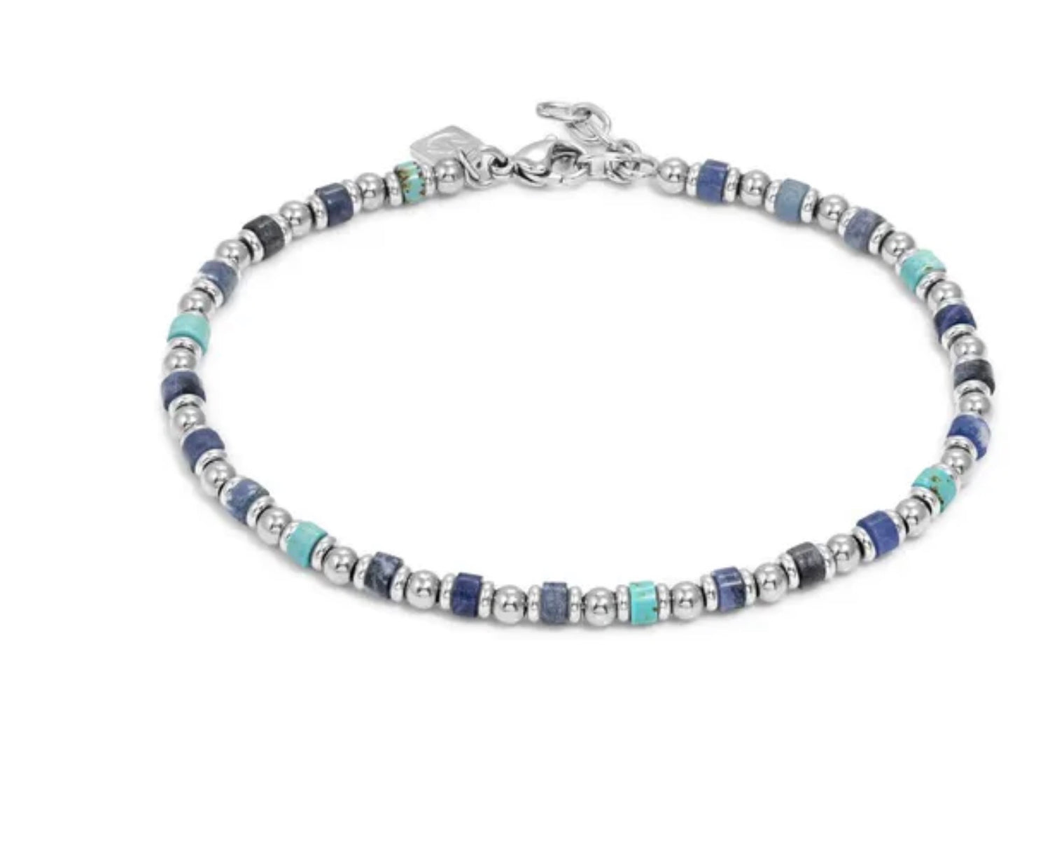 027934 093 STAINLESS STEEL INSTINCTSTYLE SEA ED. ANKLE BRACELET, TURQUOISE, SODALITE