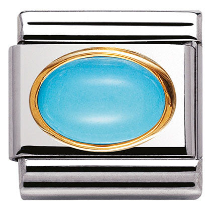 030502/06 Classic oval hard stones,S/steel,Bonded Yellow Gold TURQUOISE