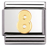 030102/08 Classic NUMBER 8, S/Steel,Bonded Yellow Gold