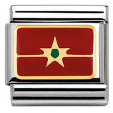 030237/20 Classic Flag AFRICA,S/steel, enamel, bonded yellow gold  MOROCCO