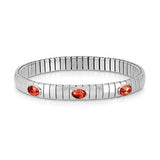 XTE stainless steel? sterling silver and 3 FACETED stones bracelet (005_RED)