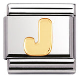 030101/10 Classic LETTER J Steel,Bonded Yellow Gold