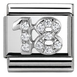 330304/18 CLASSIC S/steel,CZ,silver 925 Number 18