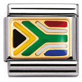 030237/03 Classic Flag ,S/steel, enamel, bonded yellow gold SOUTH AFRICA