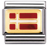030234/02Classic FLAG, s. steel, enamel, bonded yellow gold Denmark