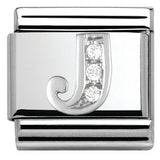 330301/10 Classic LETTER J S/steel. Cub. zirc,925 silver