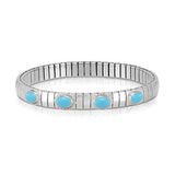 XTE stainless steel? sterling silver and 4 gemstones bracelet (GDR) (016_Turquoise)
