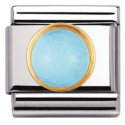 030503/06 Classic ROUND STONES,S/Steel, Bonded Yellow Gold,TURQUOISE