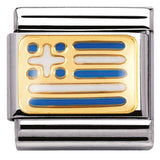 030234/22 Classic  FLAG ,S/steel,enamel,bonded yellow gold GREECE