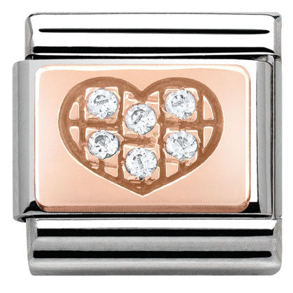 430302/01 Classic,S/Steel, Rose Gold, CZ  White CZ Heart